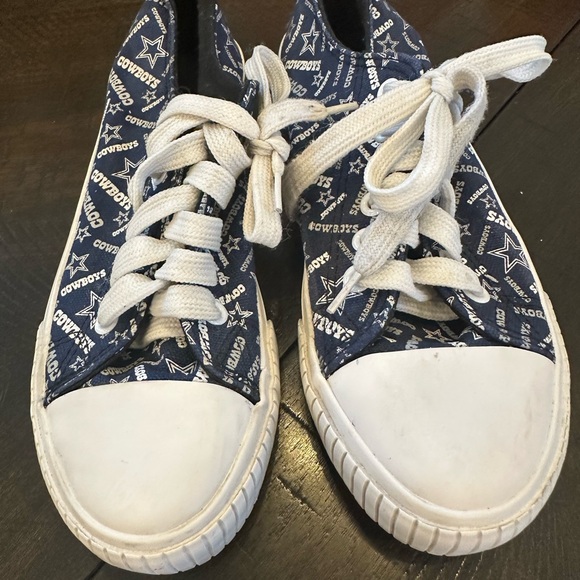 Cowboys Women's Canvas Sneakers - Navy and White - Picture 3 of 5